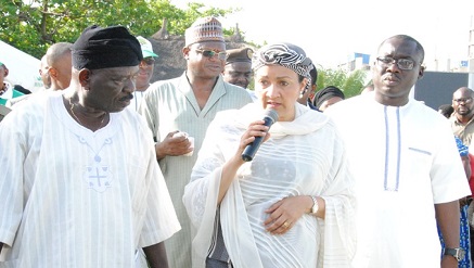 (L-r): Abdullahi Tunde Hussain, acting conservator general, National Park; Amina J. Mohammed, minister of Environment; Ibrahim Usman Jubril, minister of State for Environment, and Mohammed Suley-Yusuf , head, Government and Community Relations, Etisalat Nigeria, taking a tour of exhibitions during the commemoration of the World Environment Day 2016 organised by the ministry in partnership with Etisalat Nigeria in Abuja recently.
